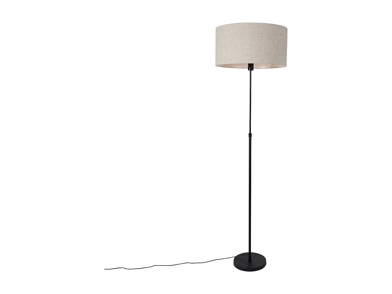 Lampadaire noir réglable avec abat-jour gris clair 50 cm - Parte