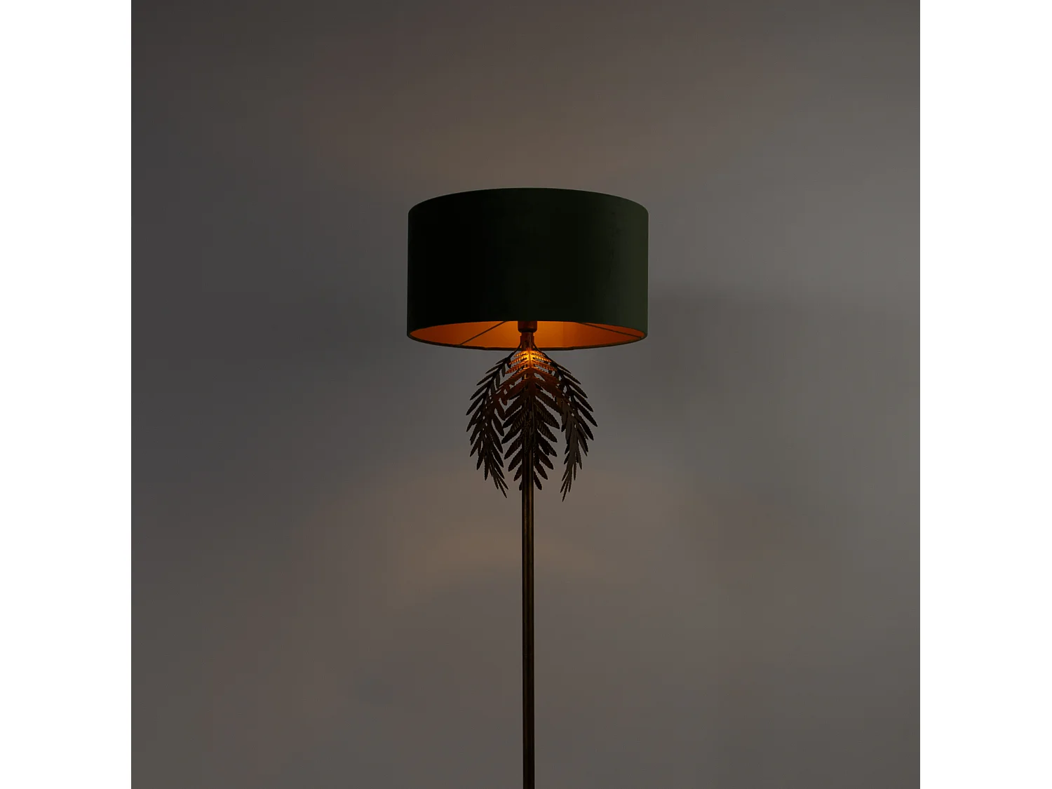 Lampadaire doré 145 cm avec abat-jour en velours vert 50 cm - Botanica