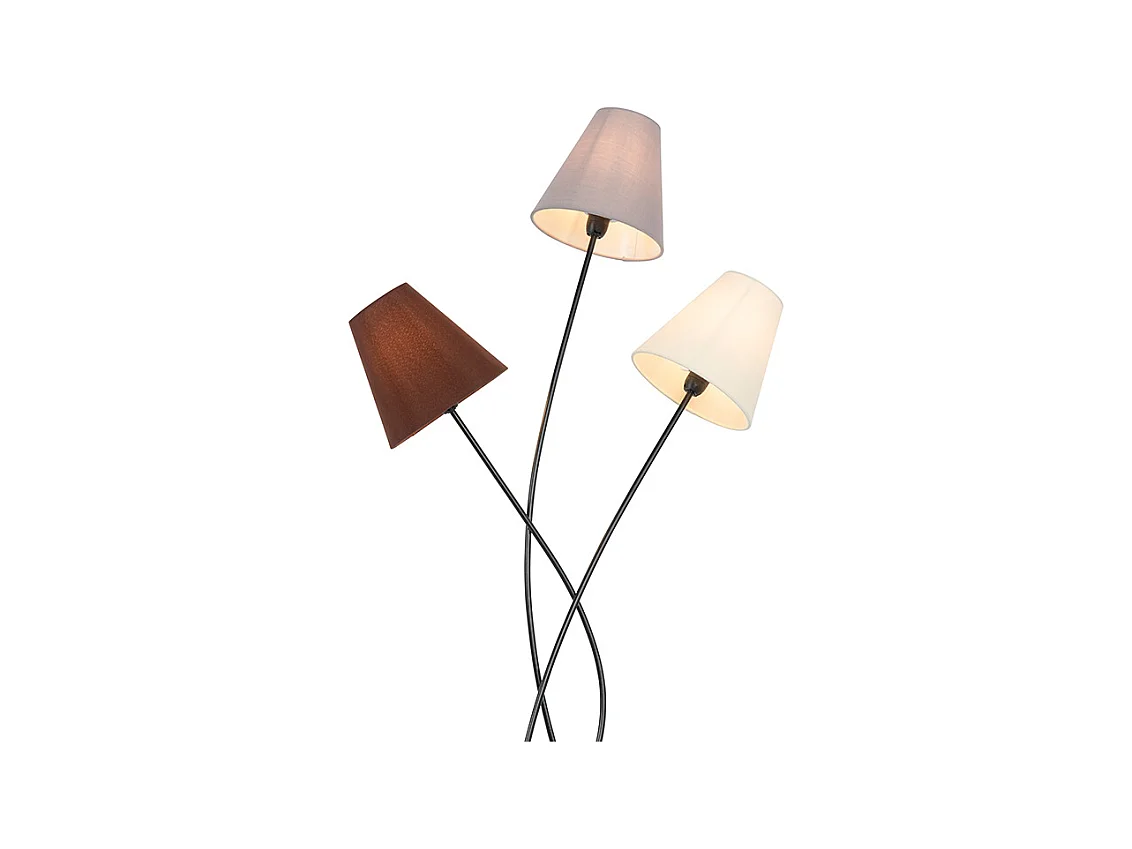 Lampadaire design noir avec abat-jour en tissu 3 lumières - Melis