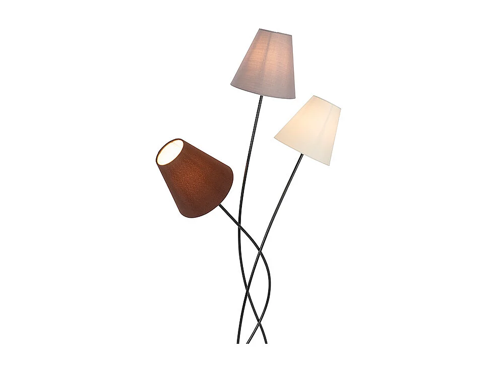 Lampadaire design noir avec abat-jour en tissu 3 lumières - Melis