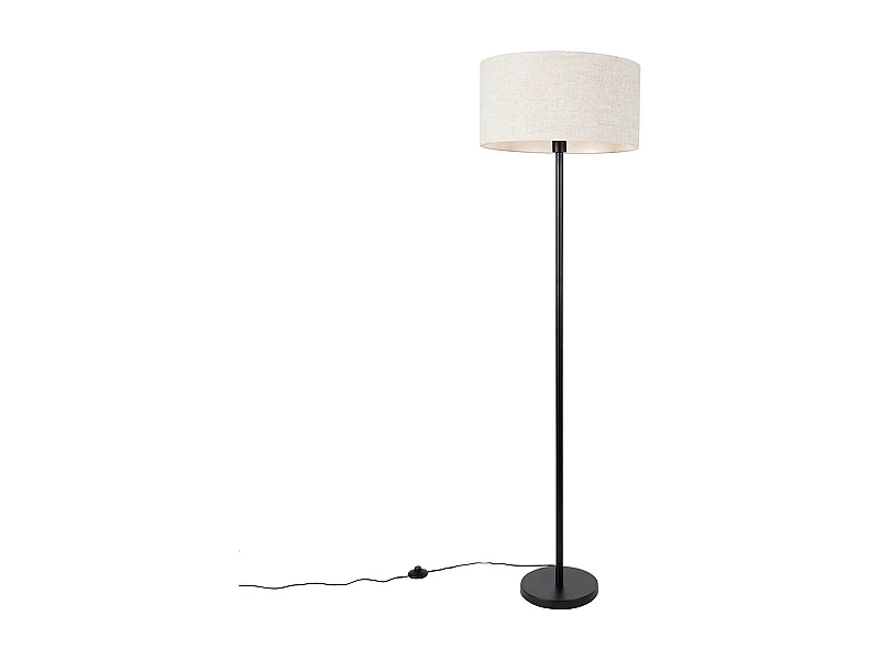 Lampadaire noir avec abat-jour gris clair 50 cm - Simplo