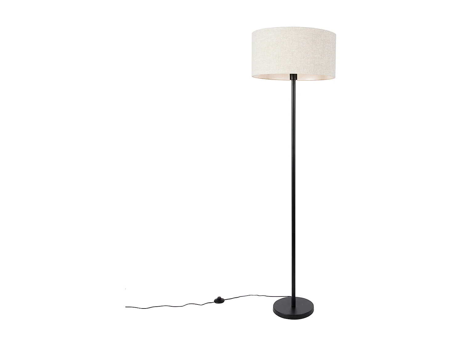 Lampadaire noir avec abat-jour gris clair 50 cm - Simplo