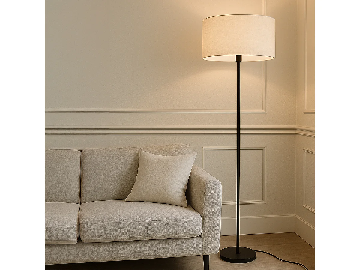 Lampadaire noir avec abat-jour gris clair 50 cm - Simplo