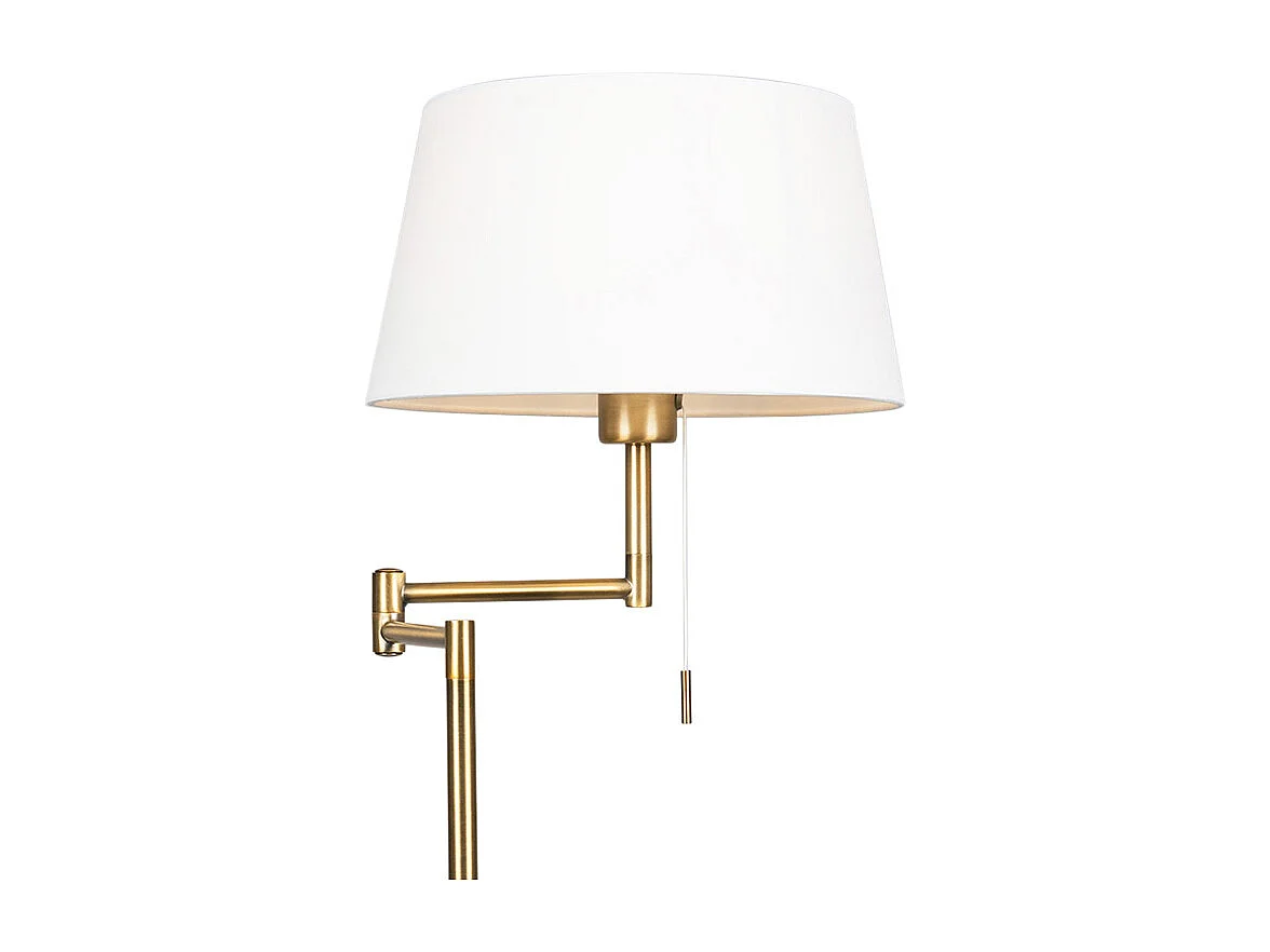 Lampadaire classique bronze avec abat-jour blanc réglable - Ladas Fix
