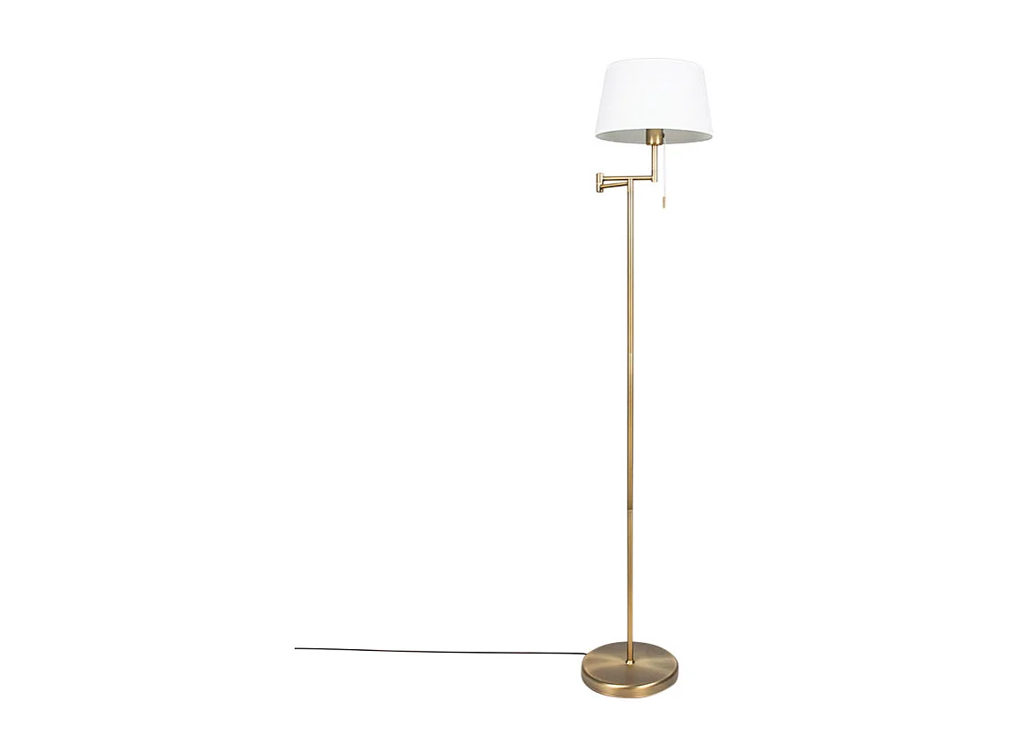 Lampadaire classique bronze avec abat-jour blanc réglable - Ladas Fix