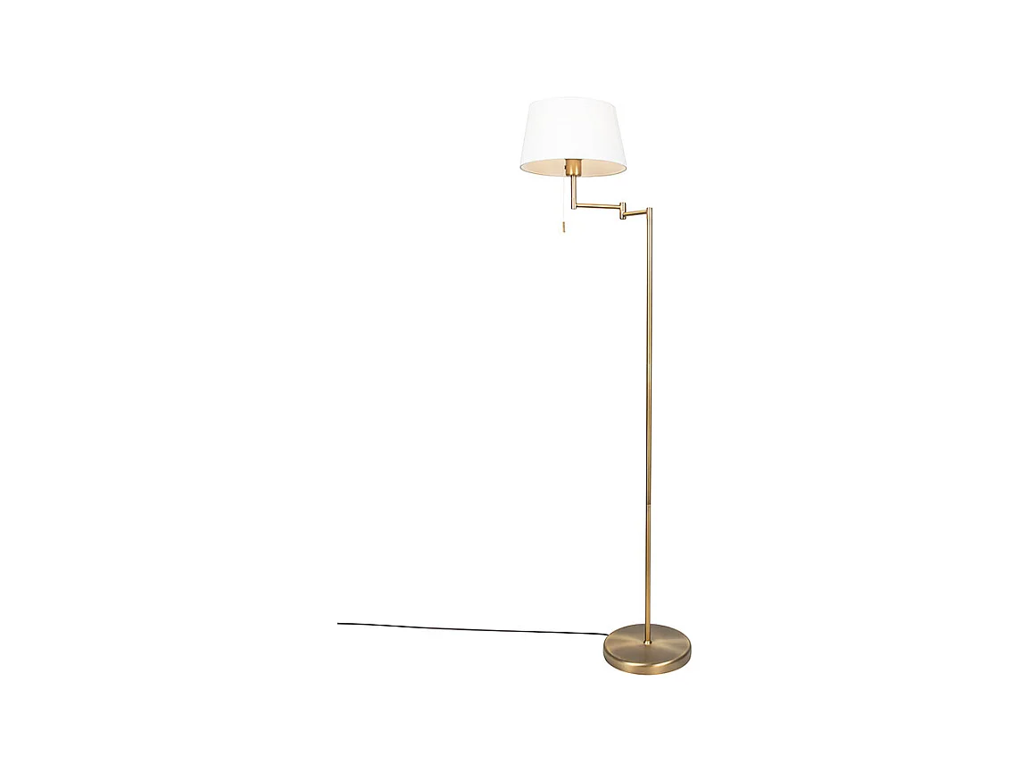 Lampadaire classique bronze avec abat-jour blanc réglable - Ladas Fix
