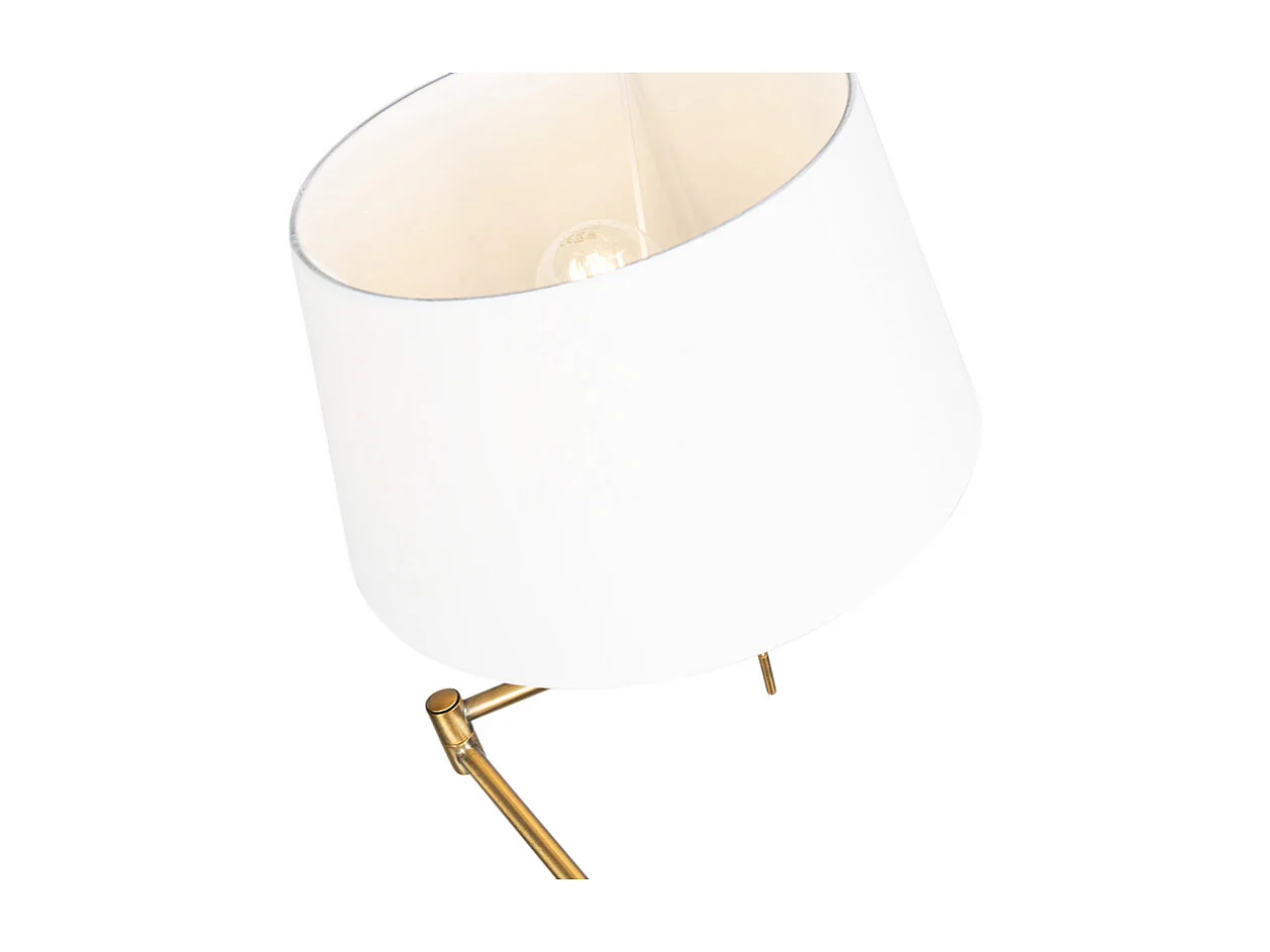 Lampadaire classique en bronze avec abat-jour blanc réglable - Ladas Fix