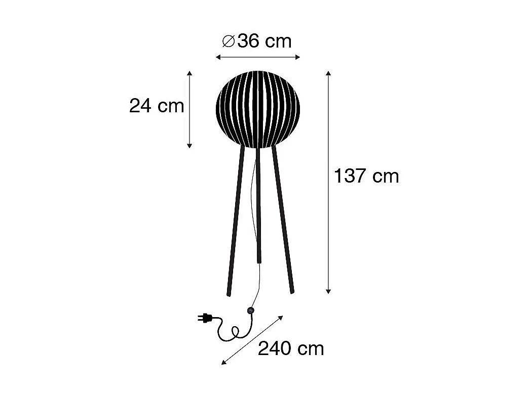 Lampadaire moderne trépied noir - Zoë
