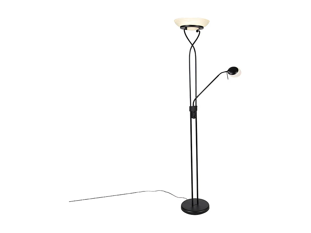 Lampadaire noir avec LED et gradateur avec lampe de lecture dim to warm - Empoli
