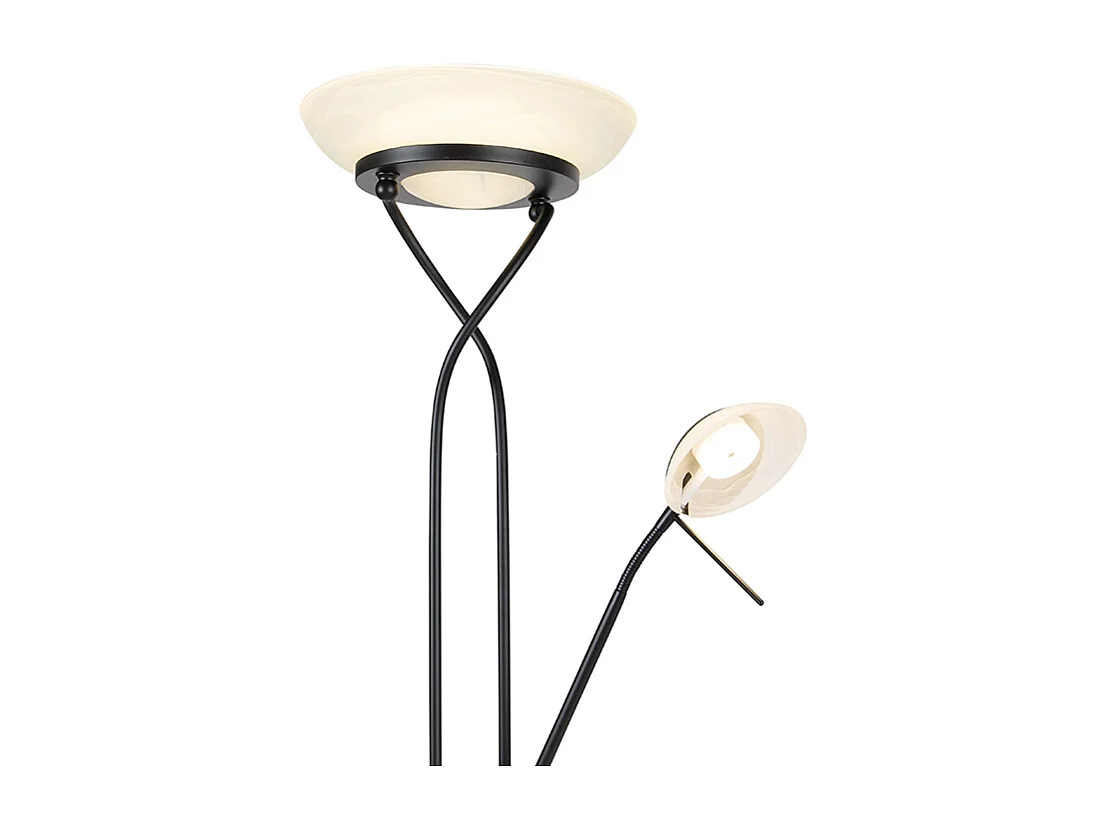 Lampadaire noir avec LED et gradateur avec lampe de lecture dim to warm - Empoli