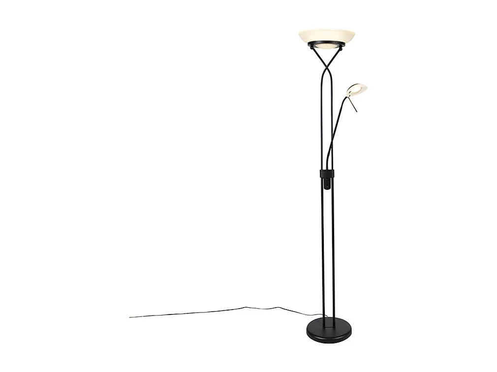 Lampadaire noir avec LED et gradateur avec lampe de lecture dim to warm - Empoli