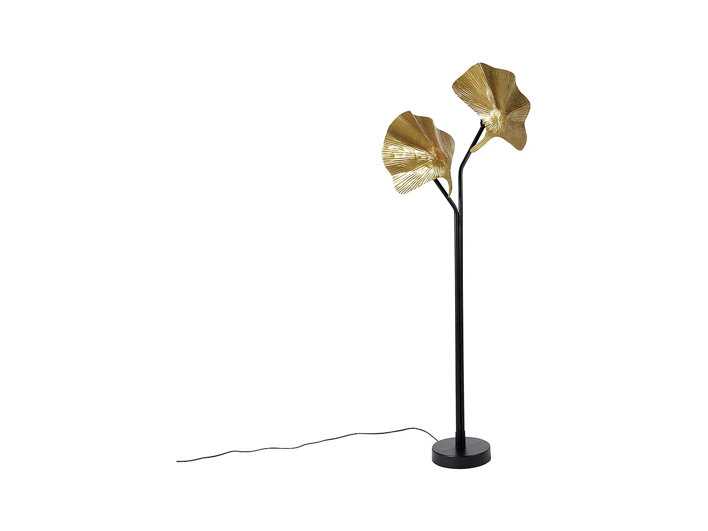 Lampadaire oriental en laiton avec 2 lumières noires - Louka