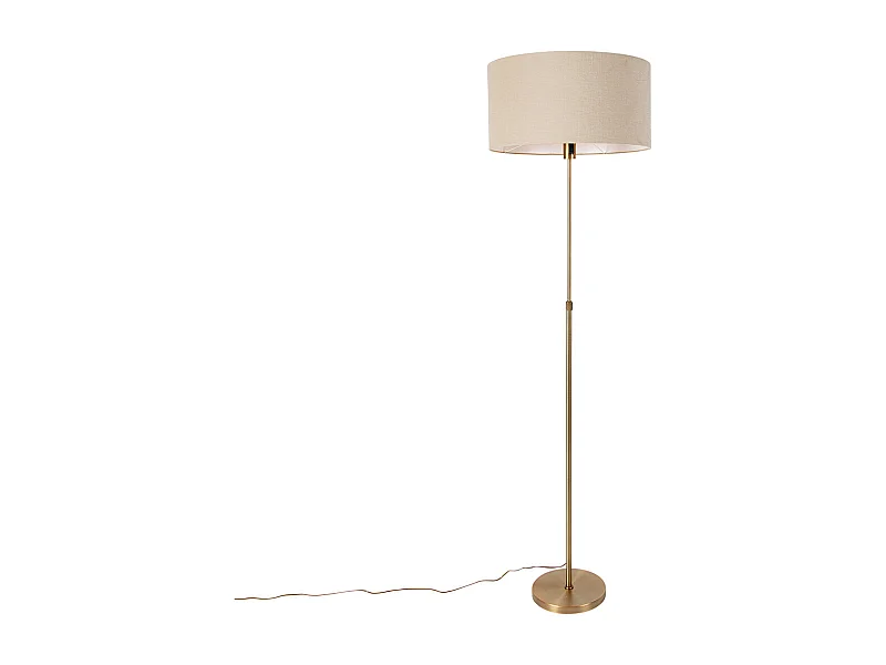 Lampadaire réglable bronze avec abat-jour marron clair 50 cm - Parte