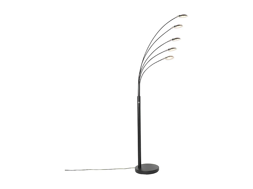 Lampadaire design noir avec 5 lumières LED - Sixties Trento