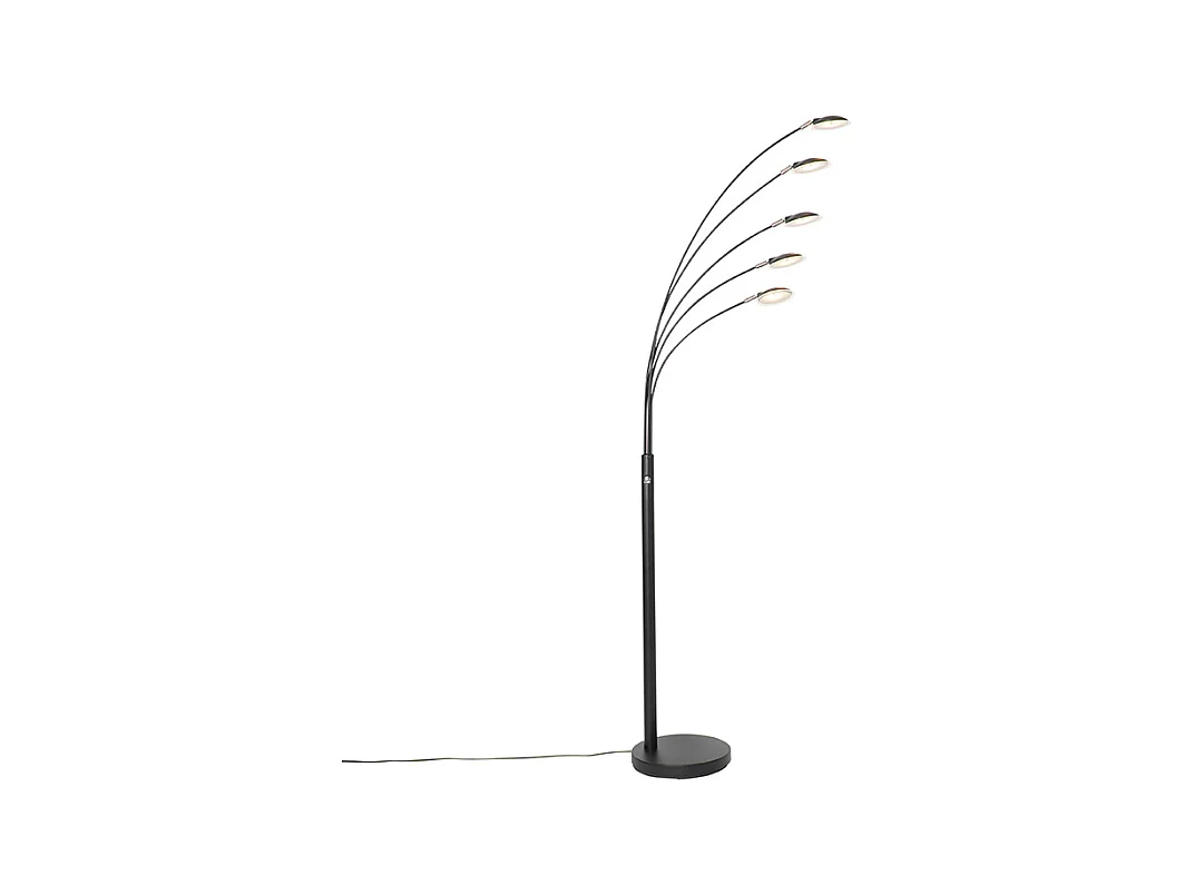 Lampadaire design noir avec 5 lumières LED - Sixties Trento
