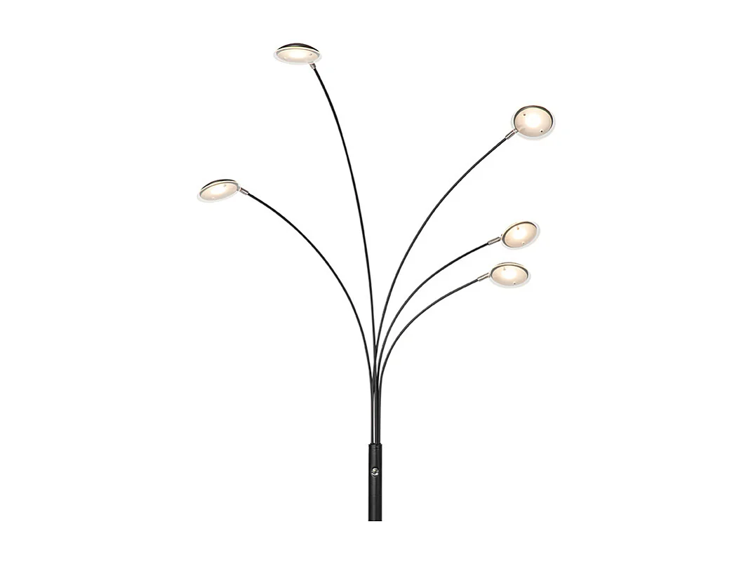 Lampadaire design noir avec LED dimmable 5 lumières - Sixties Trento