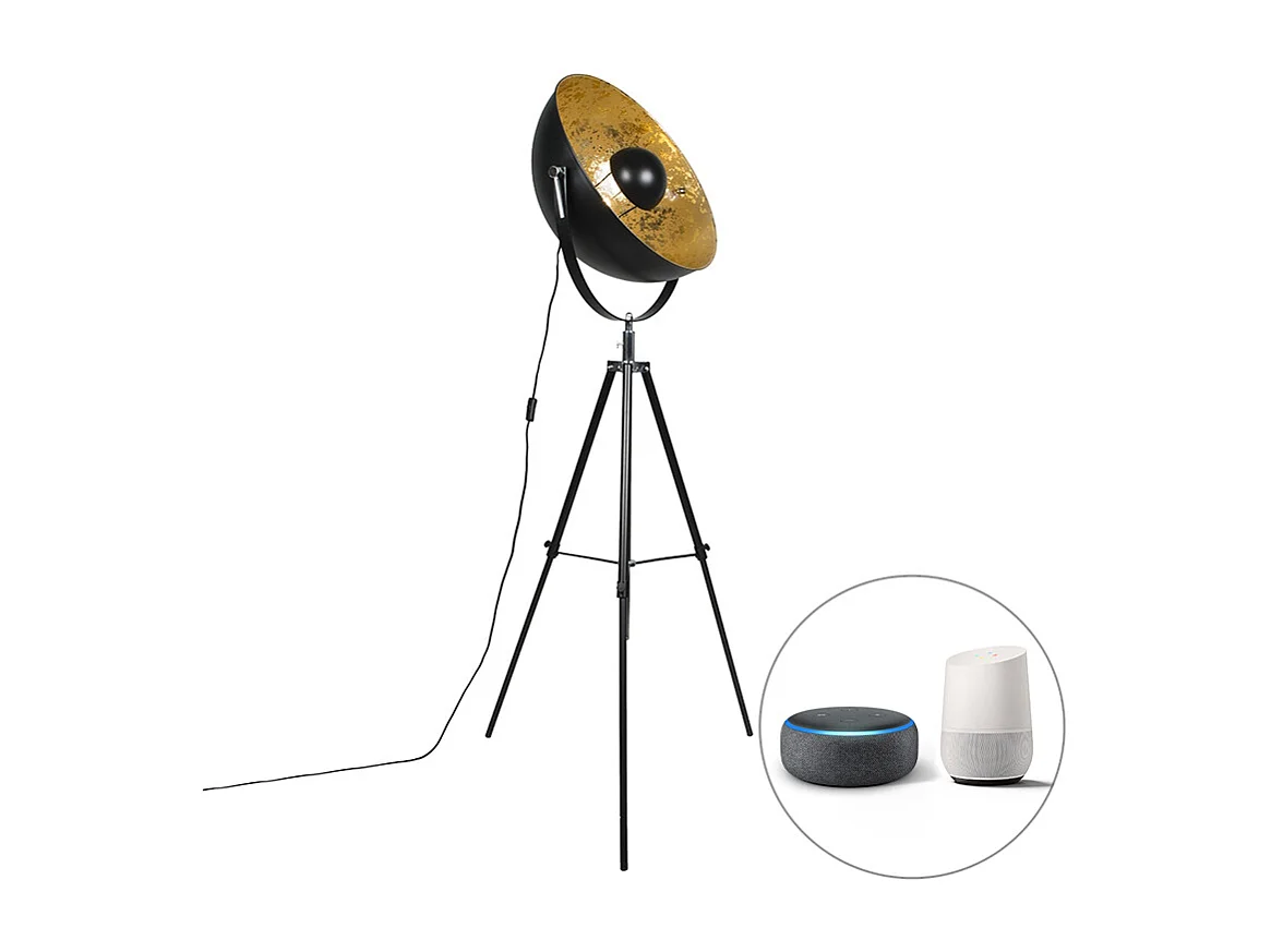 Lampadaire industriel intelligent trépied noir avec WiFi A60 - Magna 50 Eglip