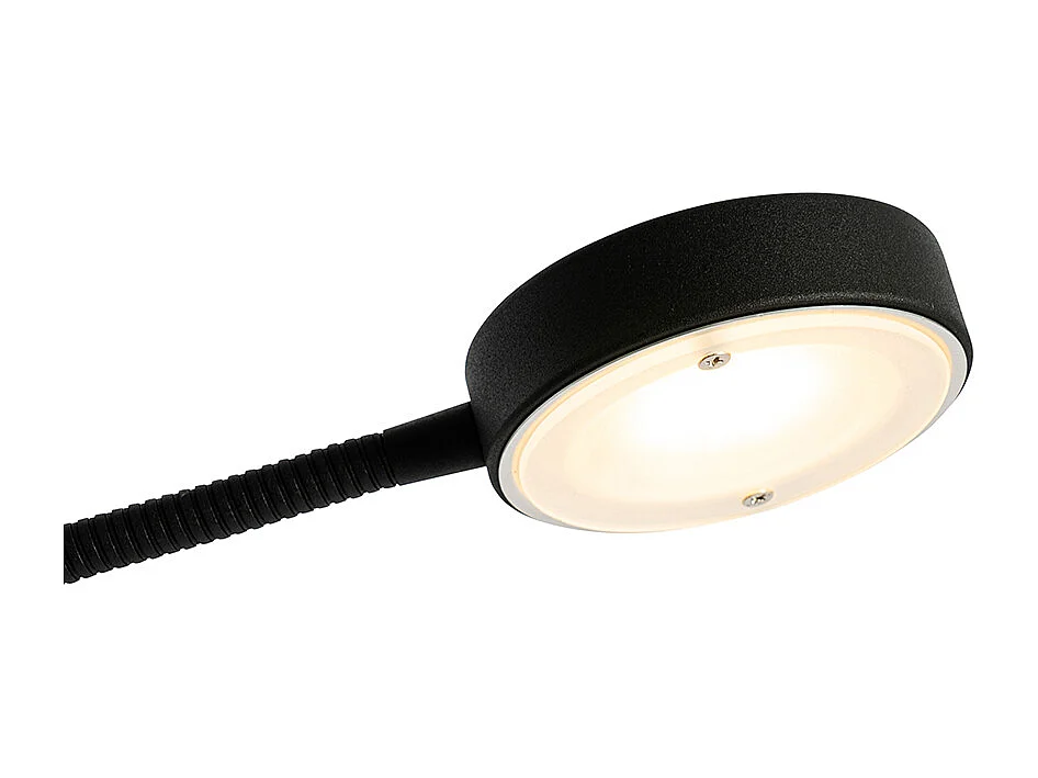 Lampadaire noir avec LED et variateur avec liseuse - Kelso