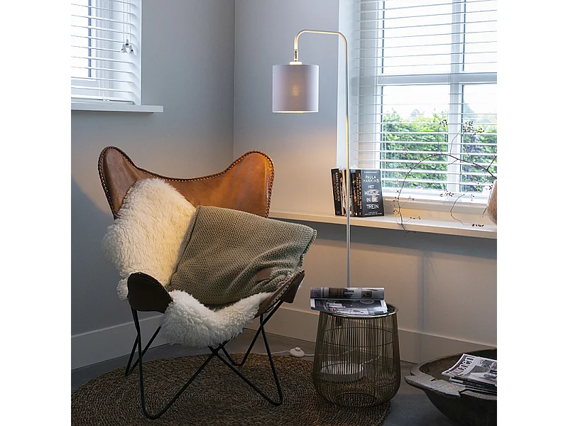 Lampadaire moderne blanc avec or - Lofty