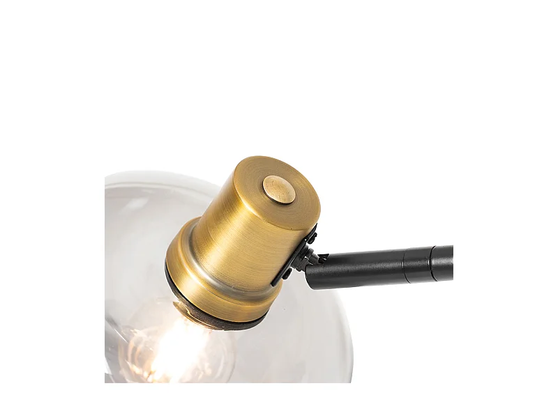 Lampadaire noir avec or avec verre fumé 3 lumières - Zuzanna