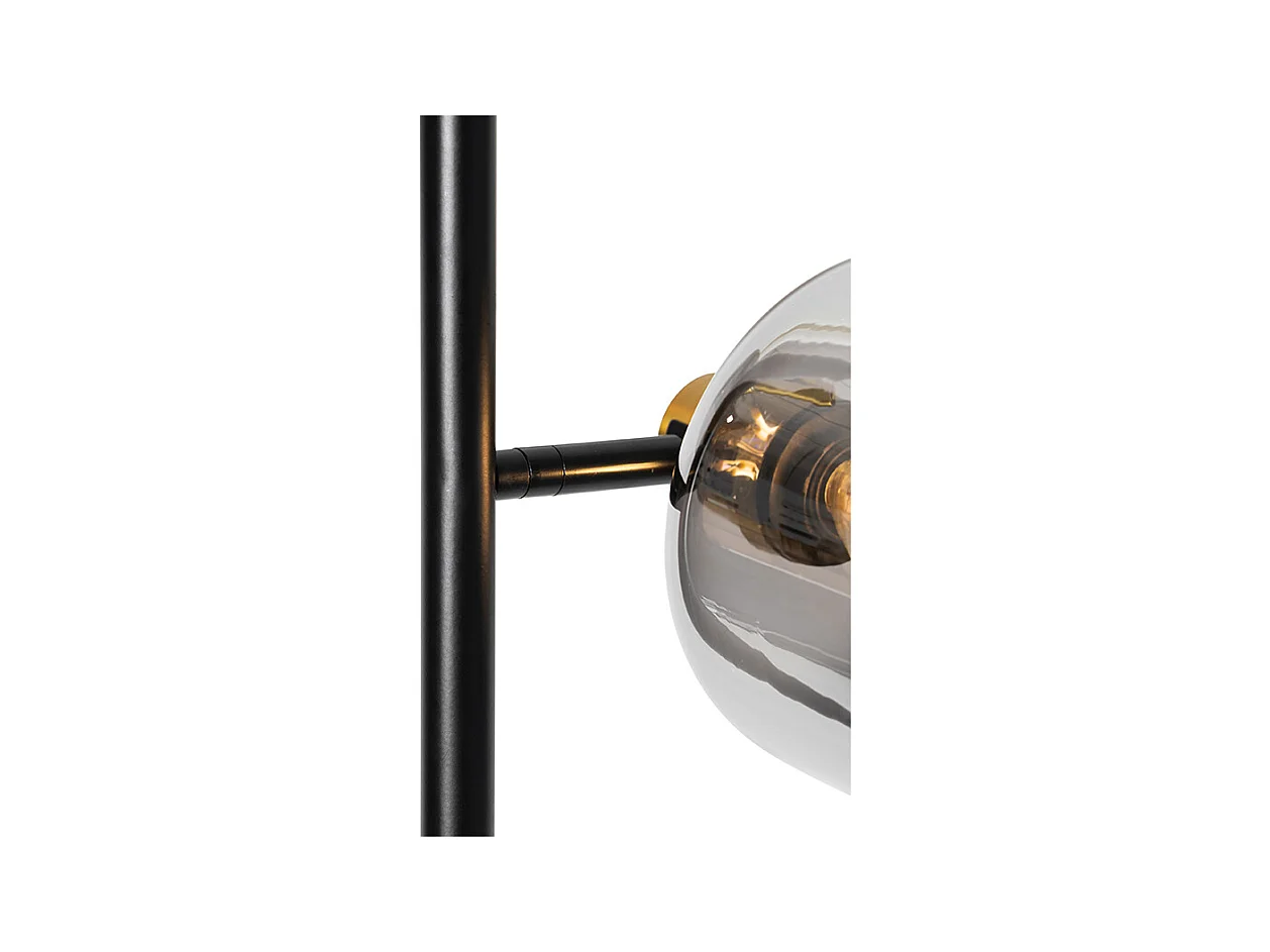 Lampadaire noir avec or avec verre fumé 3 lumières - Zuzanna
