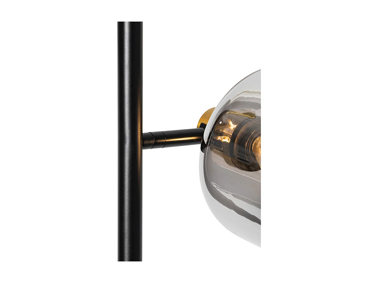 Lampadaire noir avec or et verre fumé 3 lumières - Zuzanna