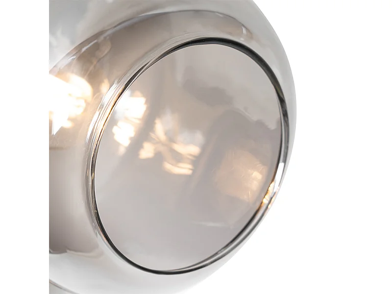 Lampadaire noir avec or et verre fumé 3 lumières - Zuzanna