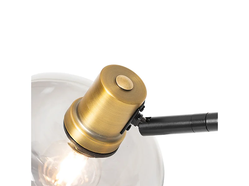 Lampadaire noir avec or et verre fumé 3 lumières - Zuzanna