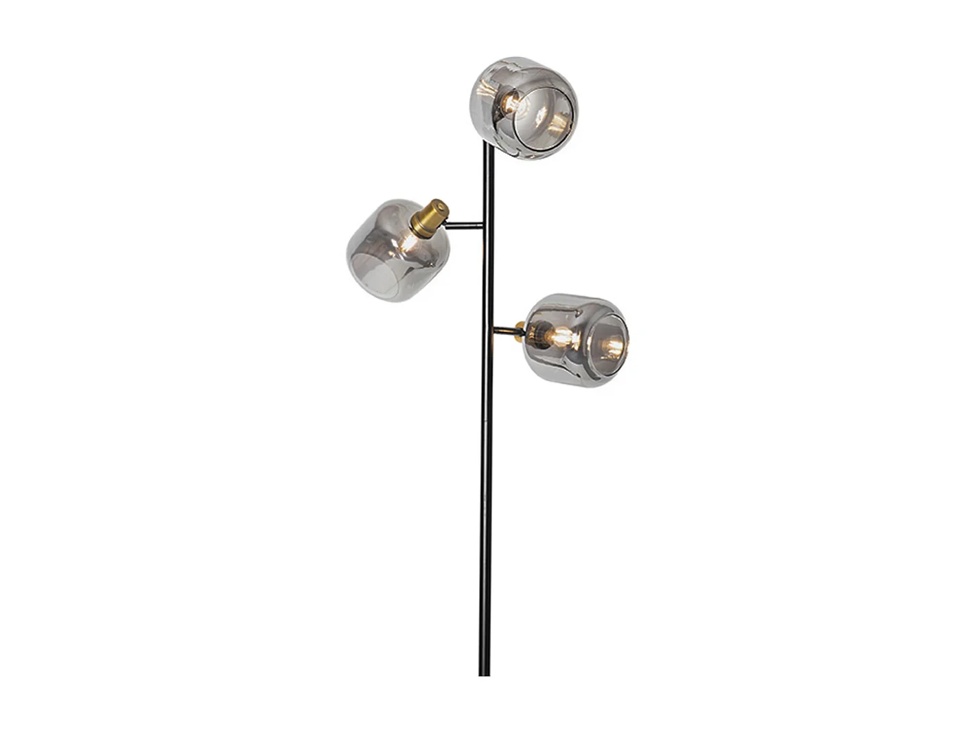 Lampadaire noir avec or et verre fumé 3 lumières - Zuzanna