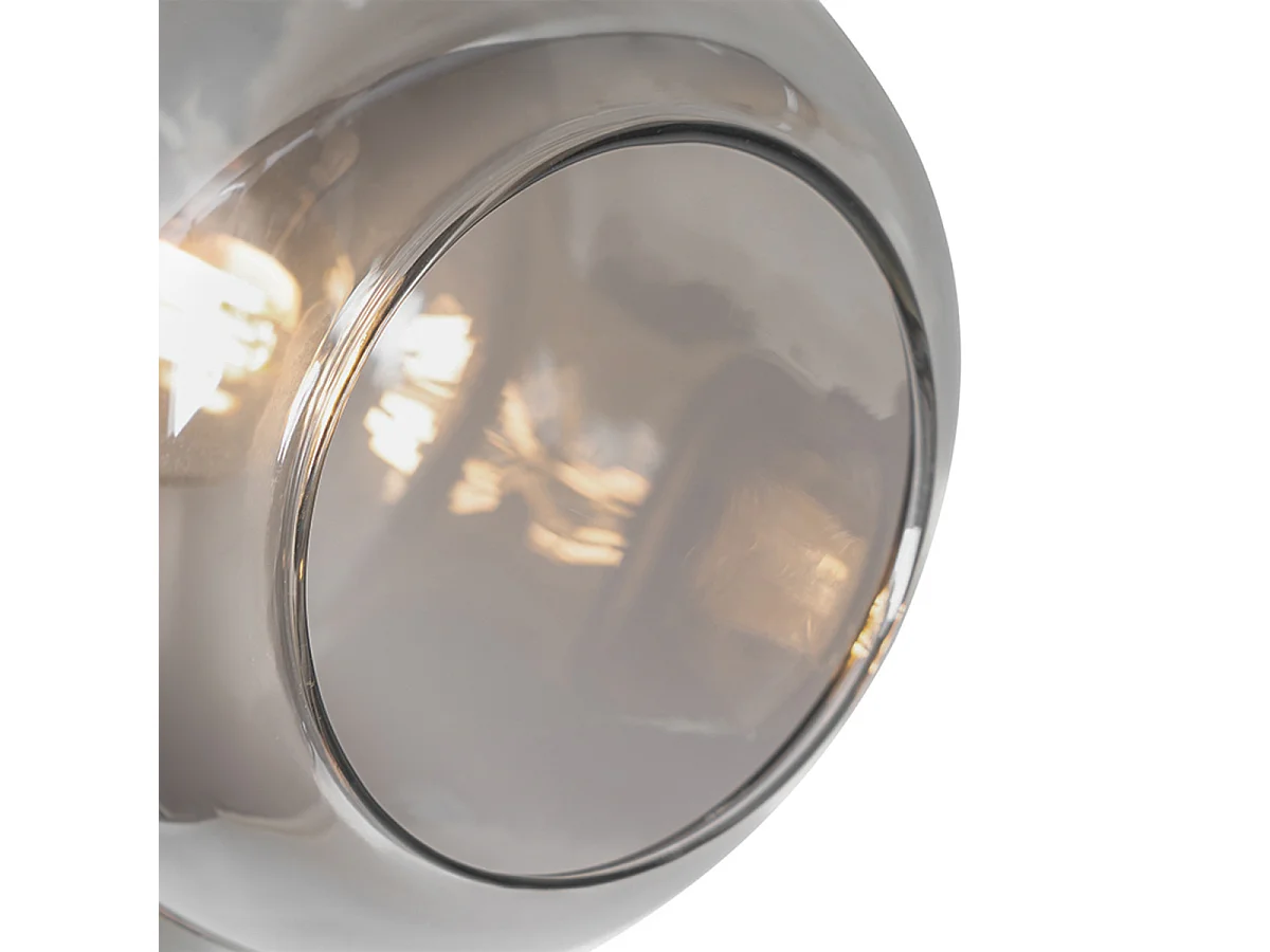 Lampadaire noir avec or et verre fumé 3 lumières - Zuzanna