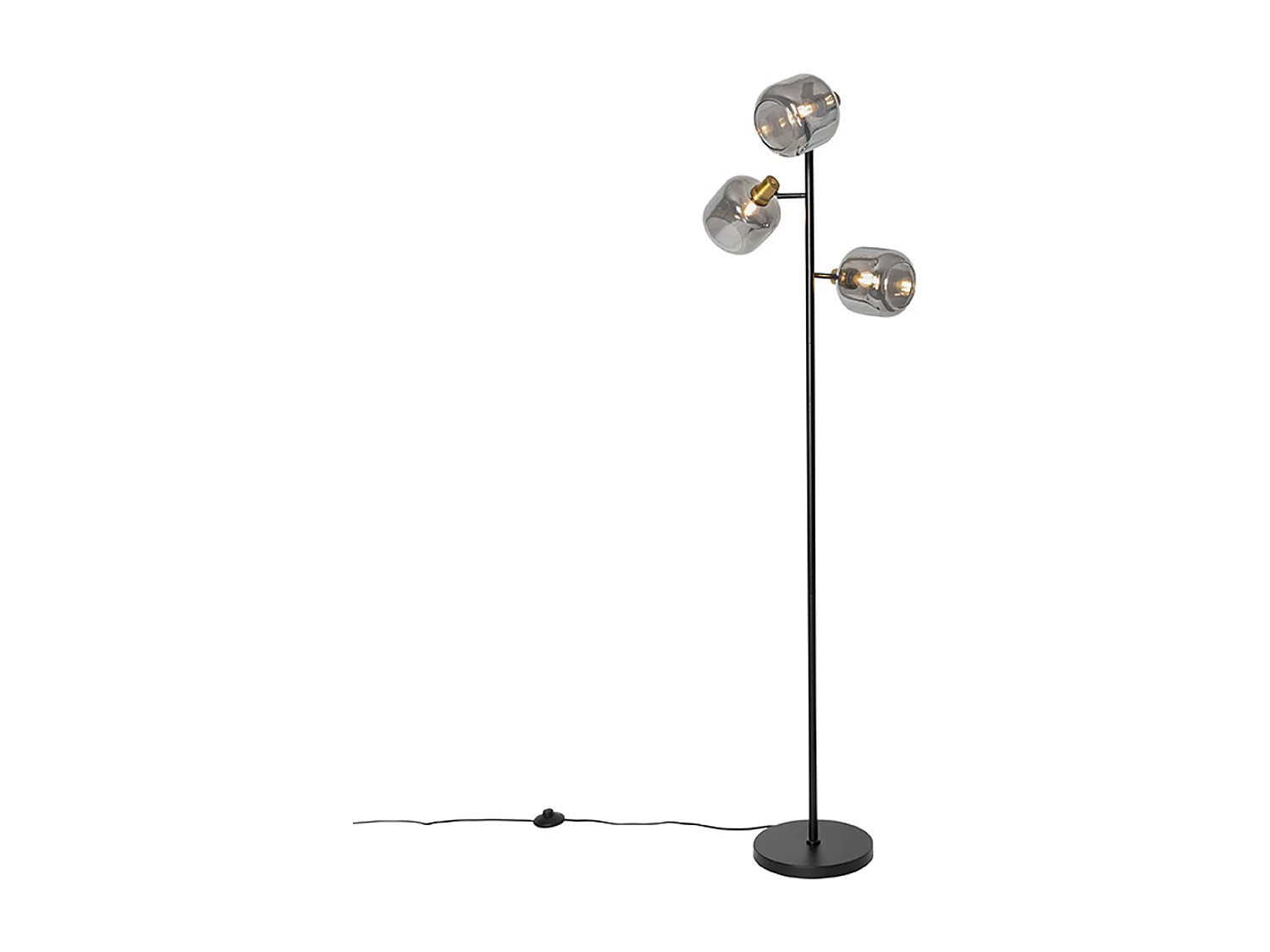 Lampadaire noir avec or et verre fumé 3 lumières - Zuzanna