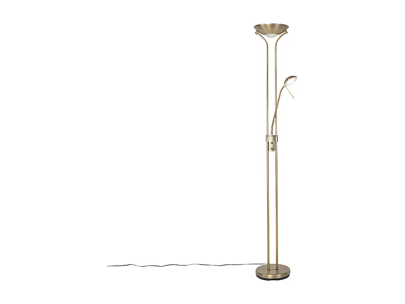 Lampadaire moderne en bronze avec lampe de lecture avec LED dim pour chauffer - Diva