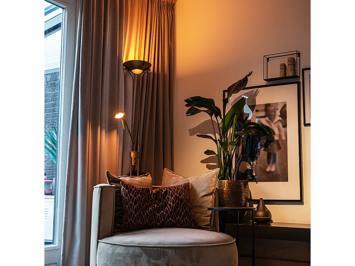 Lampadaire moderne en bronze avec lampe de lecture avec LED dim pour chauffer - Diva