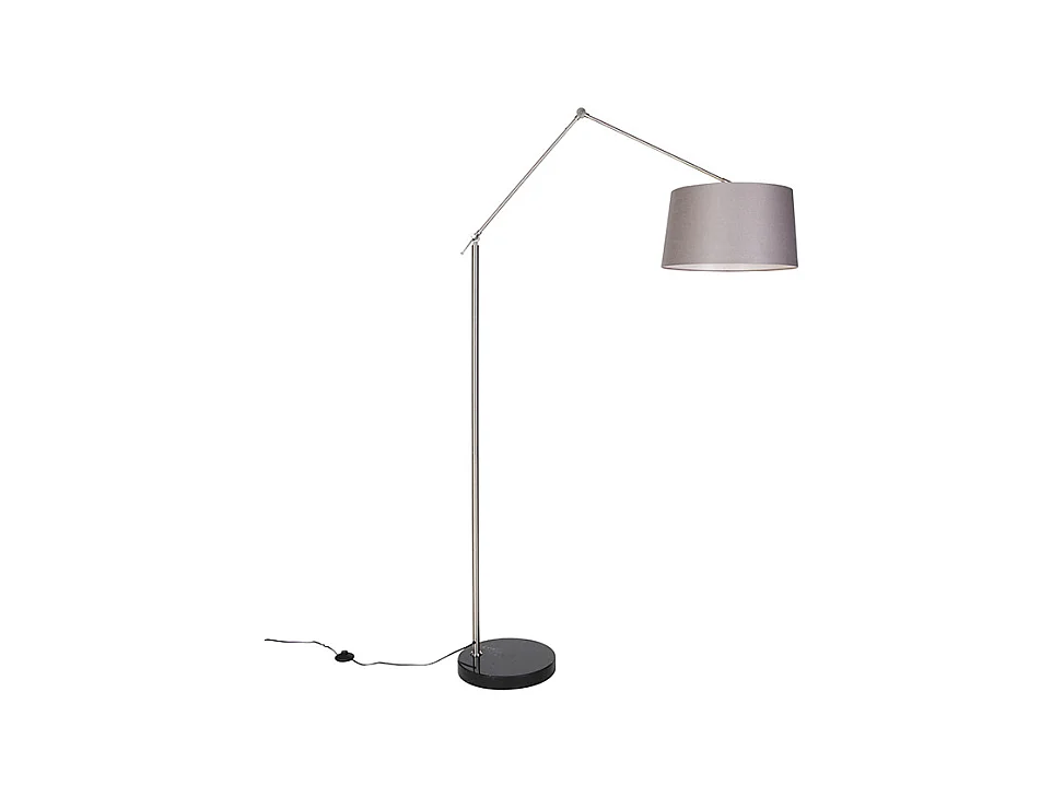 Lampadaire moderne acier abat-jour lin gris foncé 45 cm - Editeur