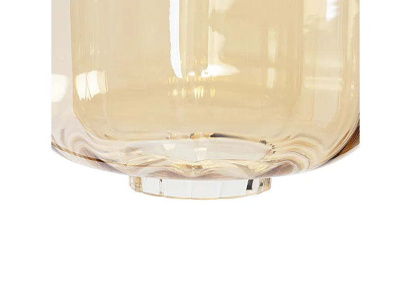 Lampadaire design noir avec verre ambré - Qara