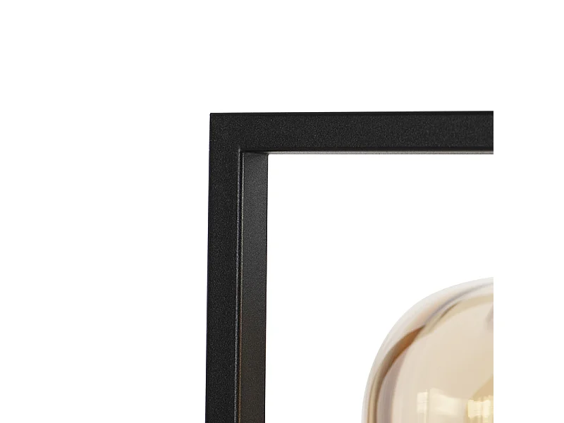 Lampadaire design noir avec verre ambré - Qara Down