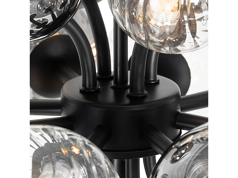 Lampadaire noir avec verre fumé et transparent 8 lumières - Bonnie