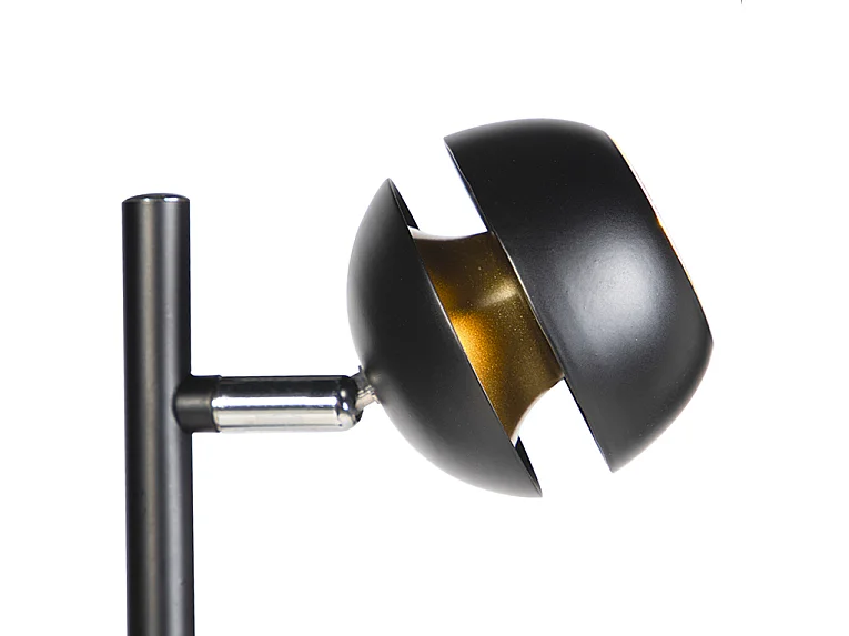 Lampadaire moderne à 3 lumières, noir avec intérieur doré - Buell Deluxe