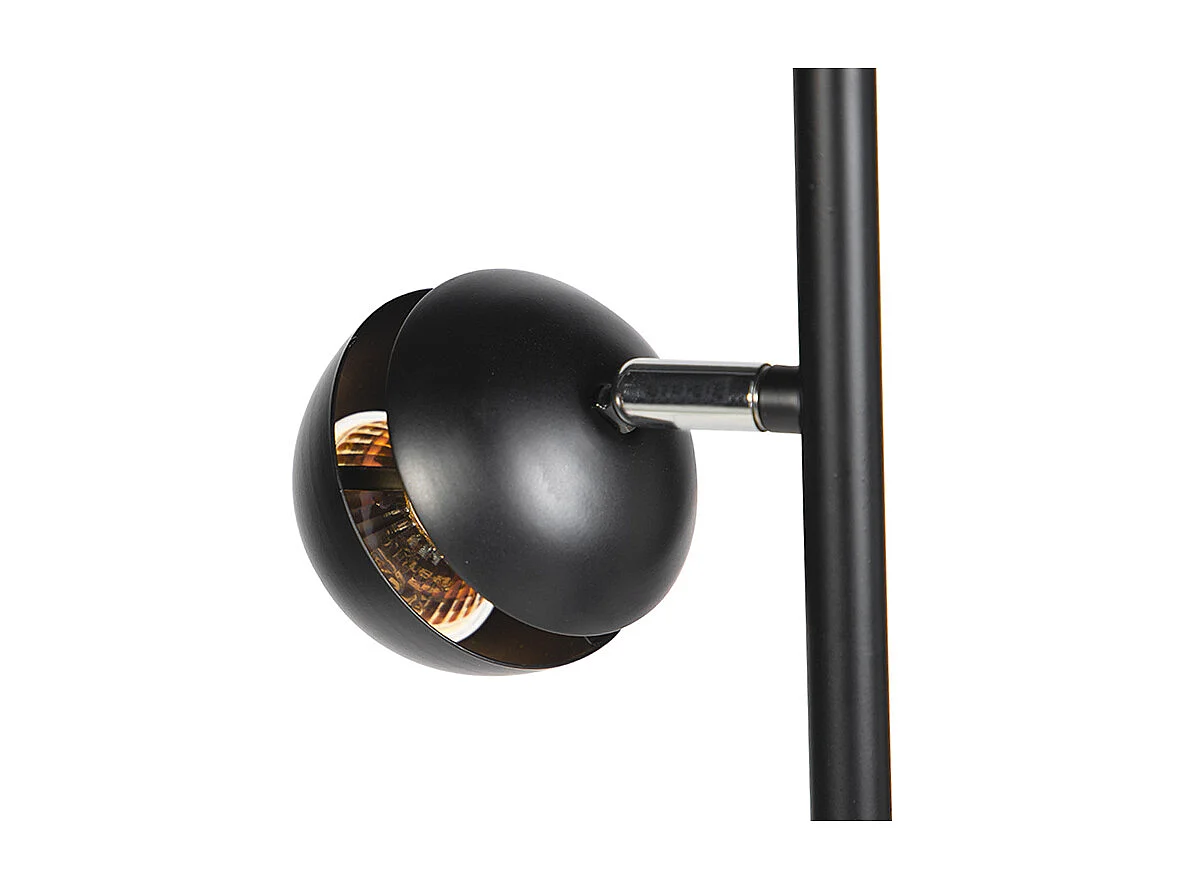 Lampadaire moderne 3 lumières noir avec intérieur doré - Buell Deluxe