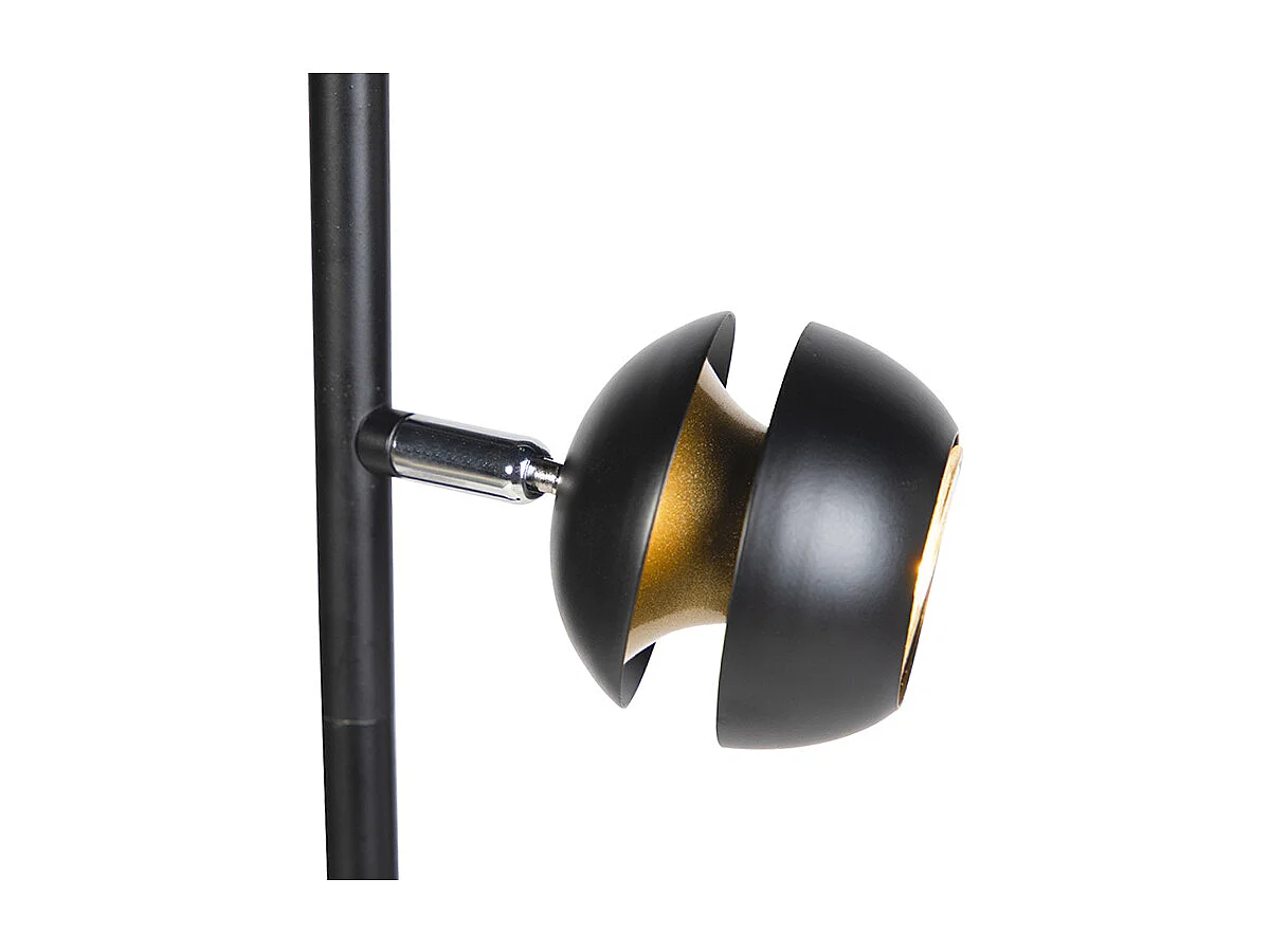 Lampadaire moderne 3 lumières noir avec intérieur doré - Buell Deluxe