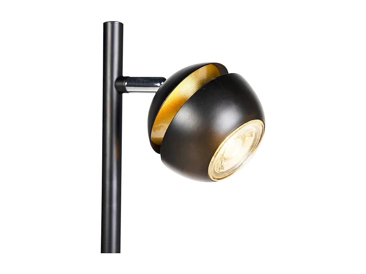 Lampadaire moderne 3 lumières noir avec intérieur doré - Buell Deluxe