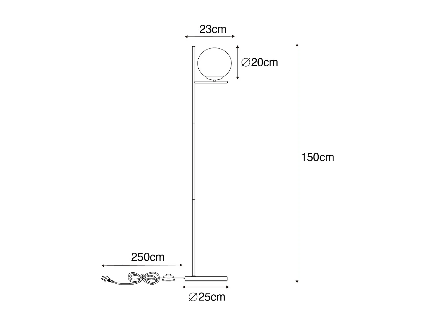 Lampadaire Art Déco or et verre opale - Flore