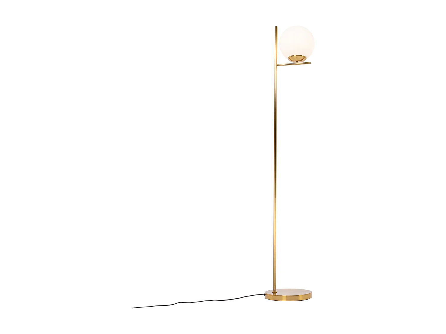 Lampadaire Art Déco or et verre opale - Flore