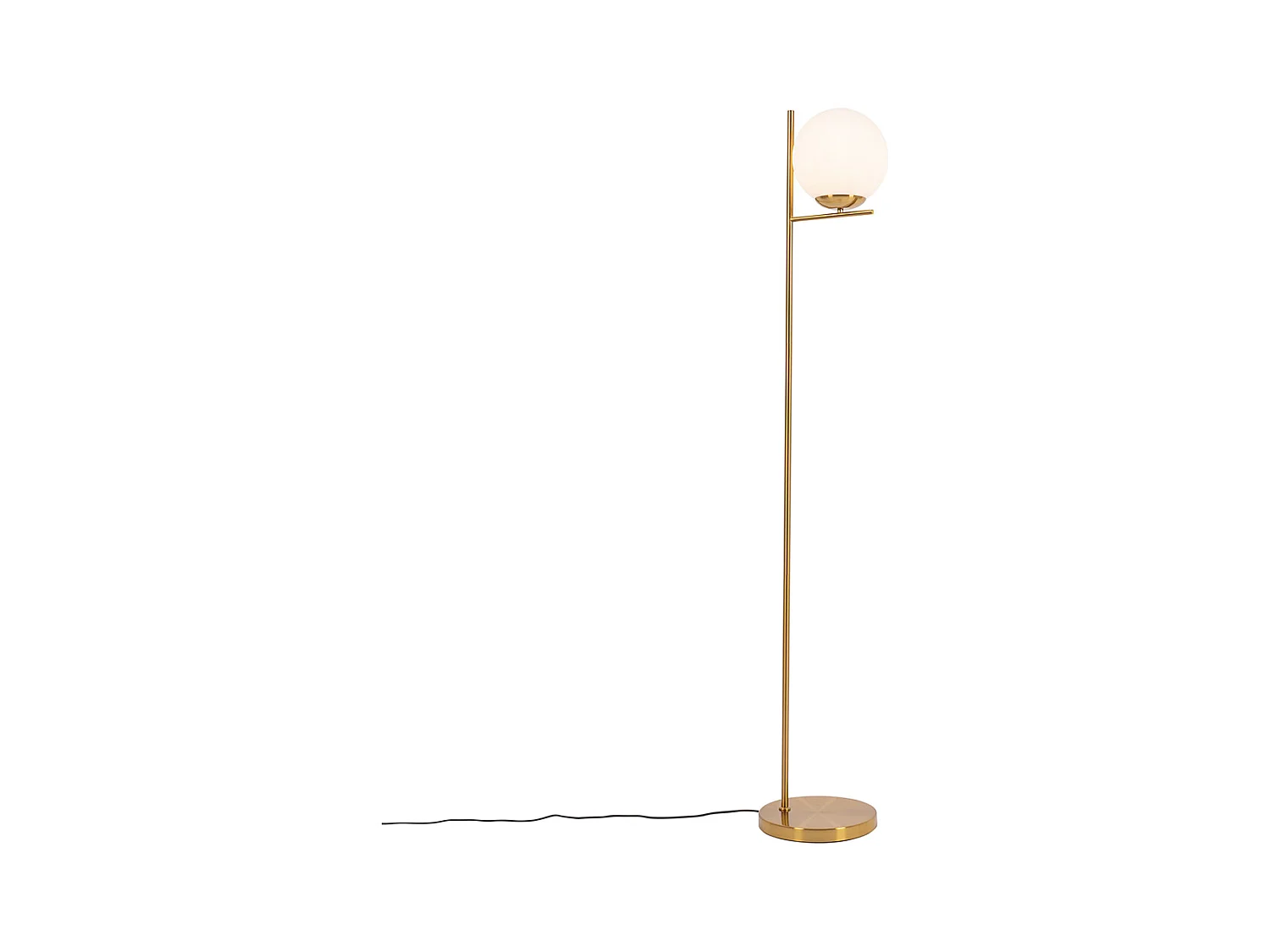 Lampadaire Art Déco or et verre opale - Flore