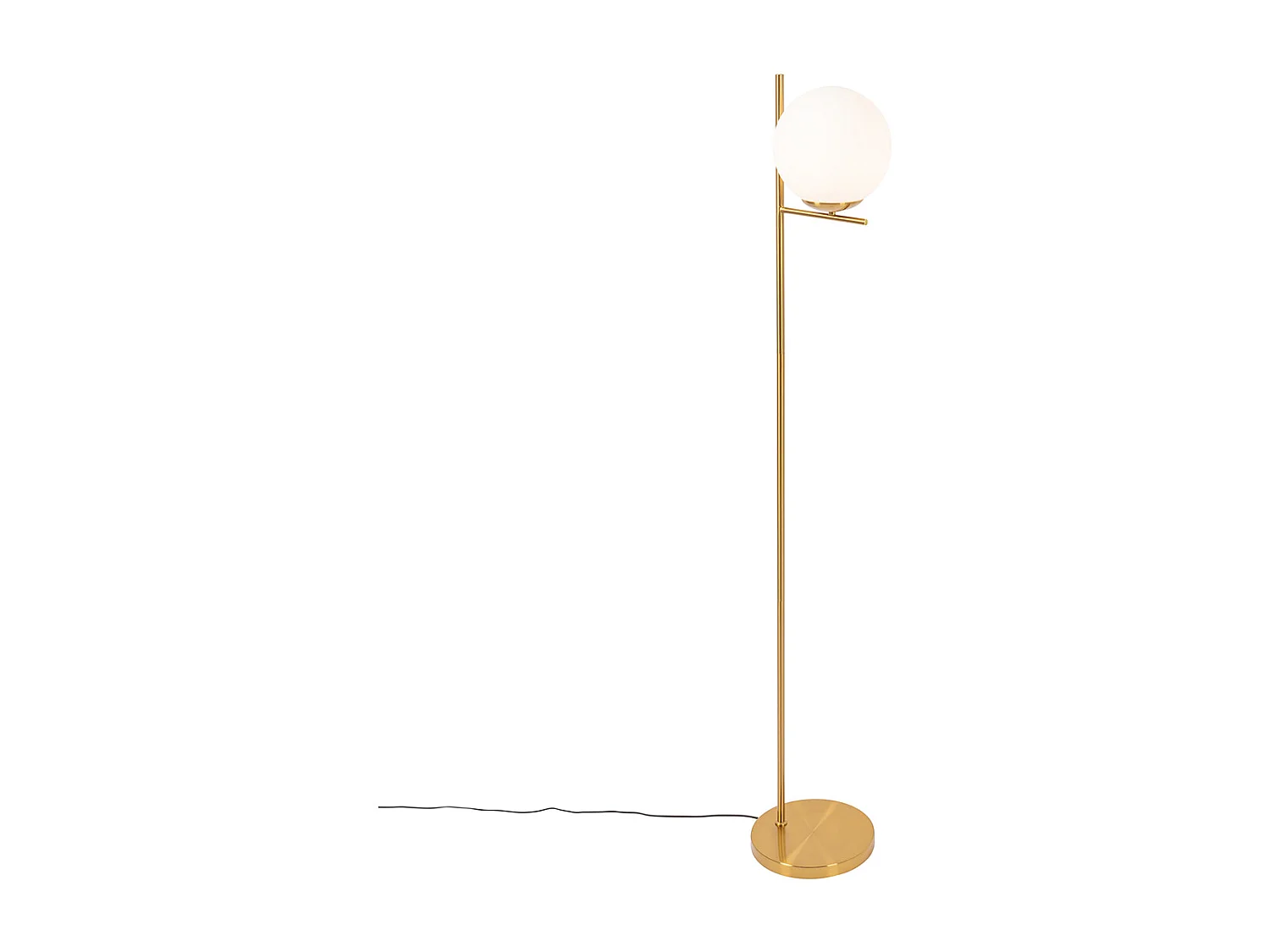 Lampadaire Art déco or et verre opale - Flore