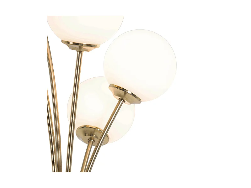 Lampadaire moderne or avec verre opale 5 lumières - Athènes