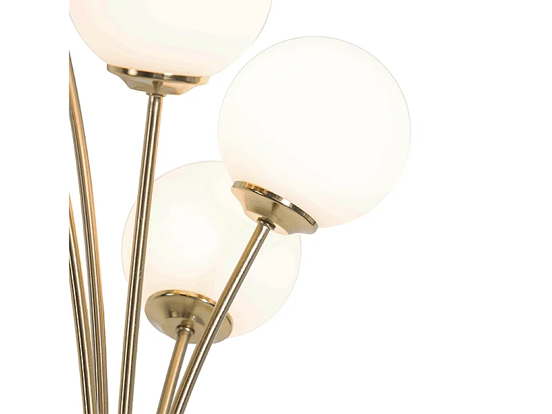 Lampadaire moderne doré avec verre opale 5 lumières - Athènes