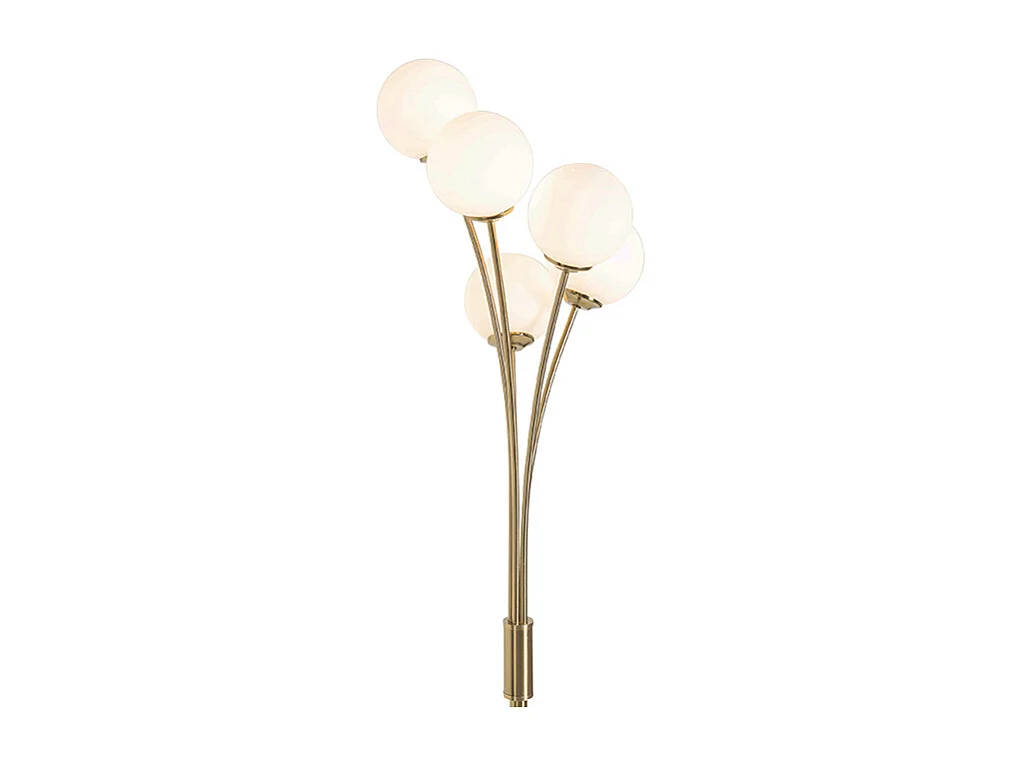 Lampadaire moderne doré avec verre opale 5 lumières - Athènes