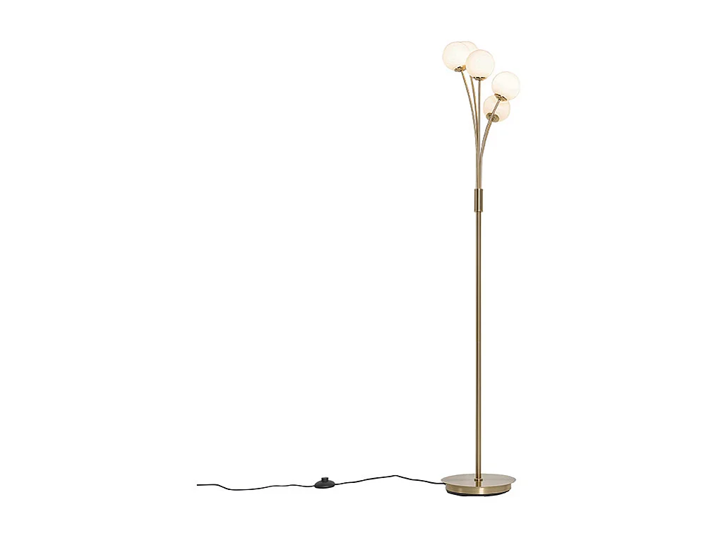 Lampadaire moderne doré avec verre opale 5 lumières - Athènes