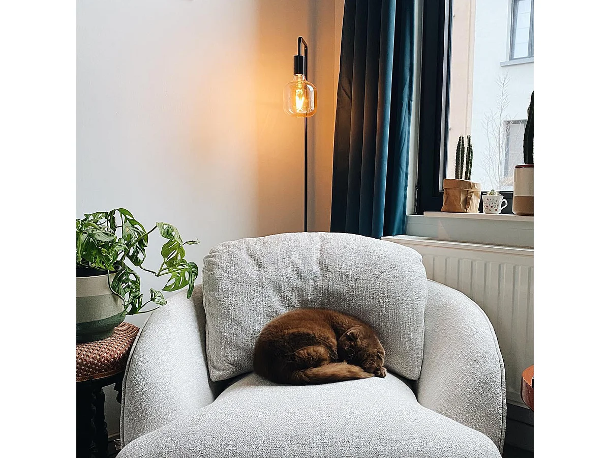 Lampadaire moderne noir rond 145cm - Facil